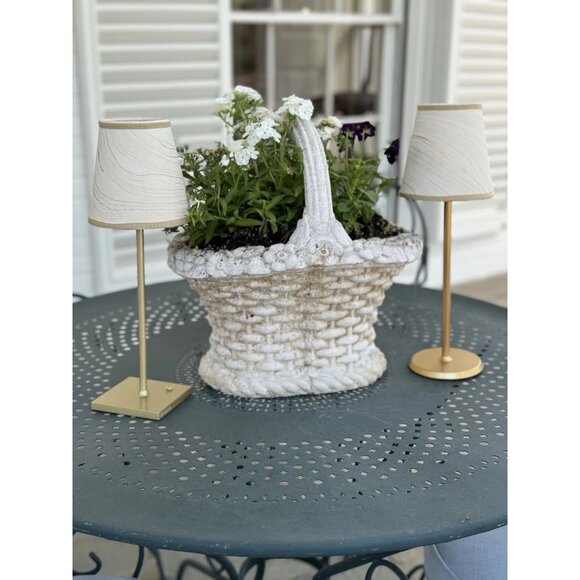 Serena & Lily x Maison Maison Poldina Marbleized Small Shade-Ivory Beige/Gold - Picture 9 of 9